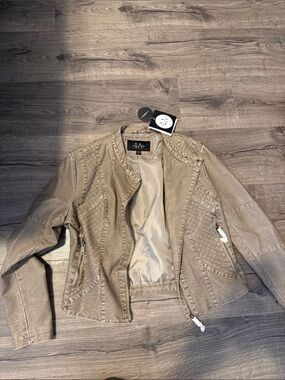 La coalition Taupe Quilted Faux Leather Moto Jacket